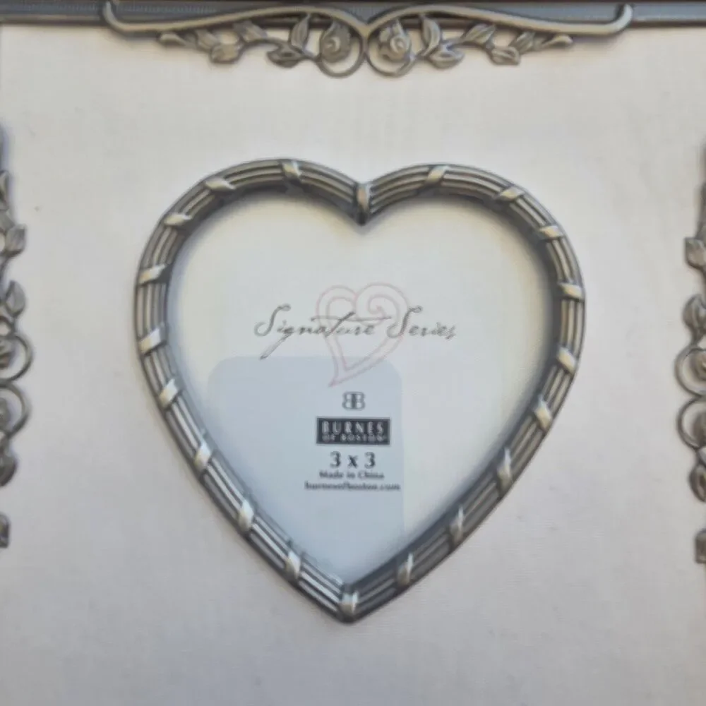 Burnes of Boston Signature Series Heart Picture Frame 3x3 Silver Tone